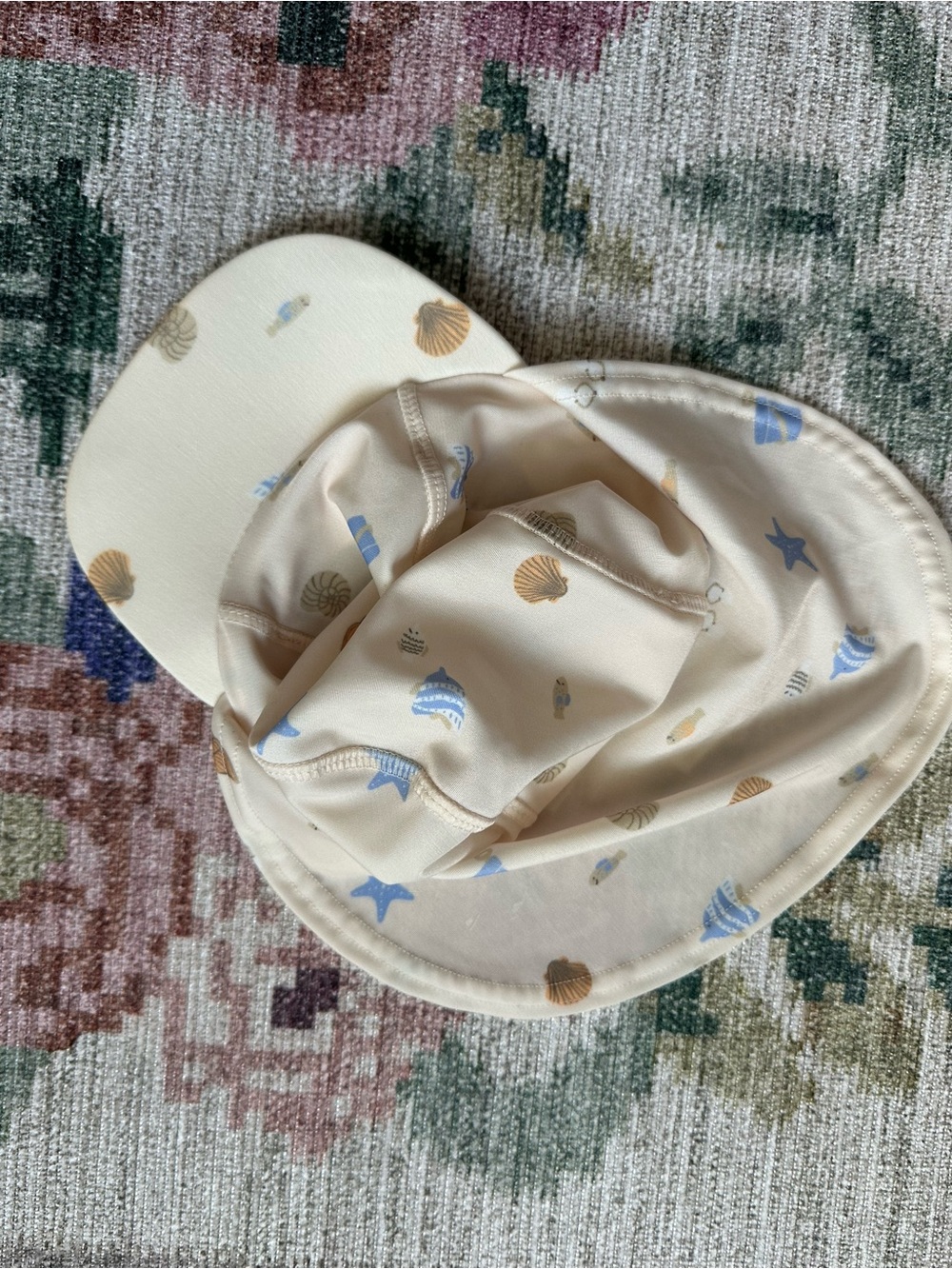 H&M Cream Sun Hat with Blue Starfish & Tan Shells